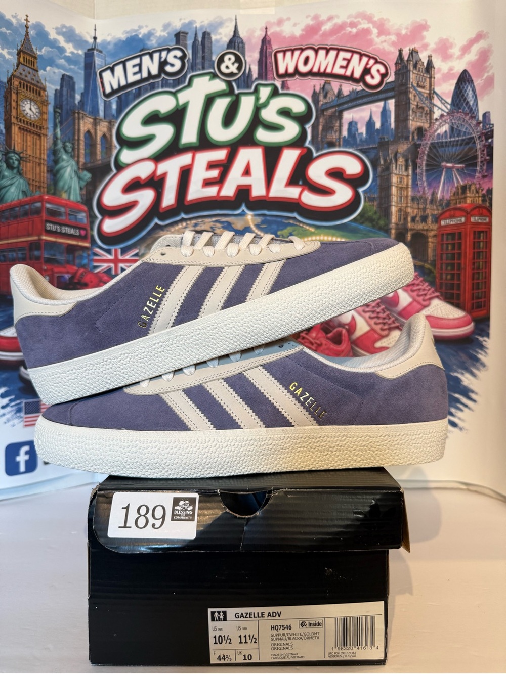 adidas Gazelle ADV Purple and White Men’s Sneakers